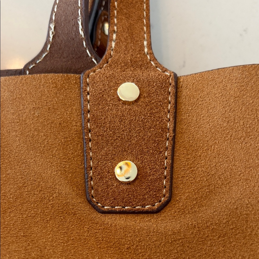 J McLaughlin Brown Suede Tote Bag with Pouch - Picture 7 of 12
